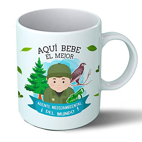 Planetacase - Taza Agente Medioambiental - Regalo Original - Cerámica 330 mL - Taza Desayuno Apta para Microondas y Lavavajillas - Resistente a Lavados - Agente Medioambiental (Él)