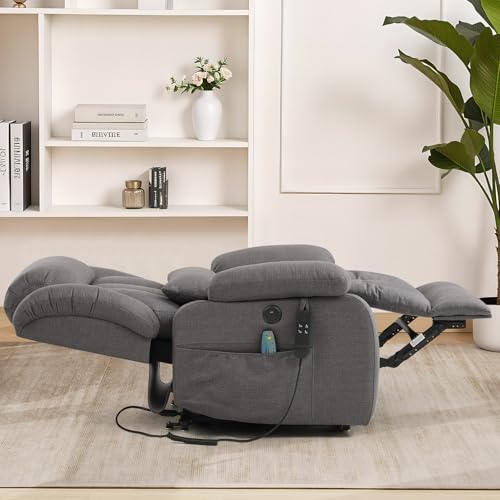 Image of Infinite Position Lay Flat Power Lift Recliner Chair for Elderly, Grey