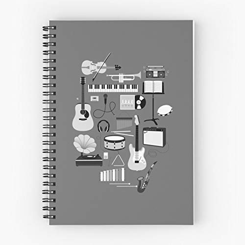 Player Violin Saxophone Drum Drums Trumpet Piano Record Music Snare | Cute School Five Star Spiral Notebook With Durable Print