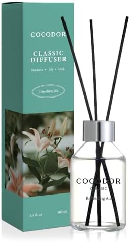 COCODOR Classic Reed Diffuser/Lemon Eucalyptus/100ml(3.4oz)/1Pack/Fragrance Scent Essential Oil Stick Diffuser set for Bedroom Bathroom Home Décor 12