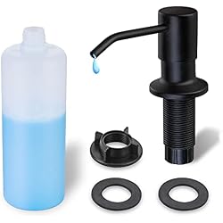 Built in Soap Dispenser for Kitchen Sink WEWE, Stainless Steel Matte Black in Counter soap Dispenser Refill from the Top 10oz Large Liquid Bottle | 3-inch reasonable arch nozzle, 360° Swivel, Pass over 50,000 pressing test, 304 Stainless Steel, fit most sink