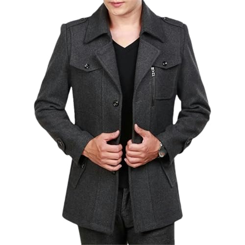 Trench coréen d'hiver en laine pour homme pardessus élégant noir