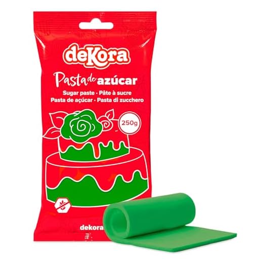 Dekora - Fondant Verde | Pasta de Fondant para Tartas - Cobertura para Bizcochos, Tartas, Pasteles, Magdalenas o Cupcakes con el que Poder Hacer Todo Tipo de Decoraciones - 250 gr