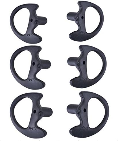 KEYBLU Universal Replacement Soft Silicone Open Ear Insert Earmould for Two Way Radio Earmold Coil Tube Audio Kits UV-5R UV-B6 BF-888S UV-B5 (Black, Large Medium Small)