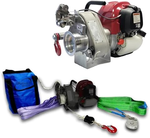Portable Winch PCW4000 Gas Powered Capstan Winch, 2200 lb Pulling Force, Portable Honda GX50 Engine, Unlimited Rope Length for Hunting, Logging, and Towing
