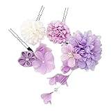 髪飾り 和風 和装 浴衣 成人式髪飾り 振袖 着物 和装 袴 花 七五三 結婚式 成人式 卒業式 お正月 お花見 花火大会 子供 レディース お花 ヘアアクセサリー かわいい 4点セット Topatrol (パープル)