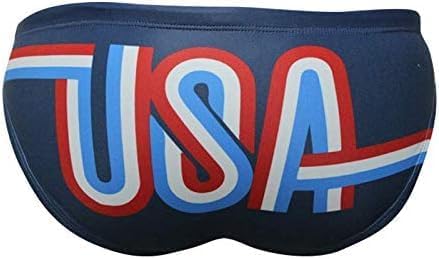 Suit MTS USA Suit 3 Stripes Swimwear, Swim Briefs for Swimmers, Water Polo, Underwater Hockey, Underwater Rugby
