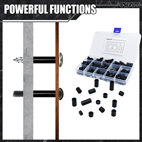 Tandagy Electrical Outlet Screws Spacers Id 3+4Mm Od 7Mm Black Rubber Round Spacer 12 Sizes Nylon Spacer Assortment Kit For M3 M4 Screws #TOP2
