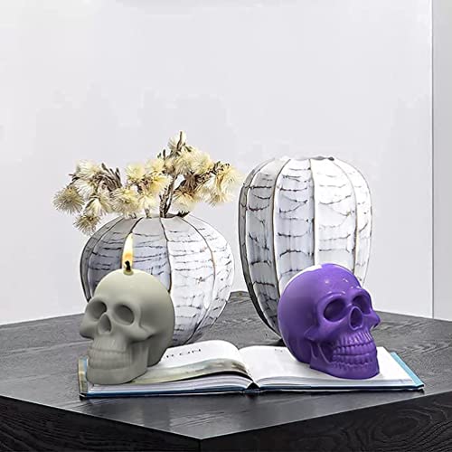 Skull Candle Molds , 3D Skull Shape Large Silicone Mold For Candle Making, Halloween Party Making Aromatherapy Candles Mold For Resin Soap Lotion Bar Crayon Wax Melt Clay Decorating Tool #TOP4