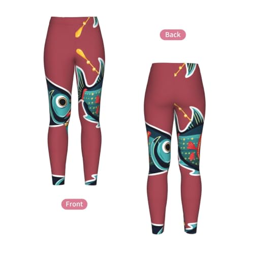 Leggings de compresión para mujer con estampado de pez y tacto suave 4