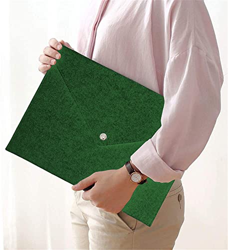 Image of GREENSHEEP Felt Document Folders - Portable File Holder Document Organizer with Button Closure for Office, School, Stationery, Pack of 2 (Green and Dark Grey)