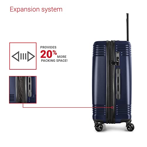 Bugatti Nashville Collection 3 Piece Hard Shell Luggage Set, Expandable Suitcases With 360-Degree Spinner Wheels, Retractable Handle, 20 Inch Carry On, 24 Inch Mid-Size, 28 Inch Large Bags, Navy #TOP3