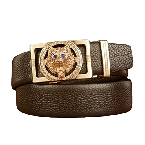 Men's Western Cowboy Belt - Howling Wolf Head Square Ratchet Buckle With Easy Slide Adjustment3