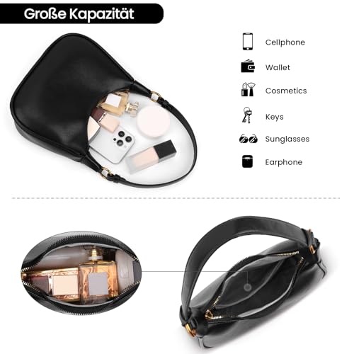 GSenhui Kleine Handtasche Damen Y2K Schultertasche Klein Elegant Hobo Shoulder Bag Women PU Leder Umhängetasche Vintage für Frauen Reisen