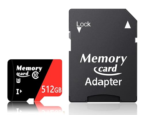 New MicroSDXC MicroSD Card 512GB and Adapter Set Full HD & 4K UHD Card Class10 U3 High Speed for Gaming Devices Android Tablets and Smart Phones