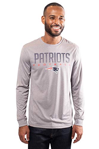 NFL Ultra Game New England Patriots Long Sleeve Crew Neck Tee Shirt, Medium, Heather Gray