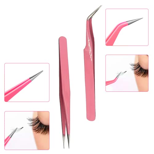 2 Pcs Eyelash Extension Tweezers - Straight & Curve Tip, Stainless Steel - Image 5