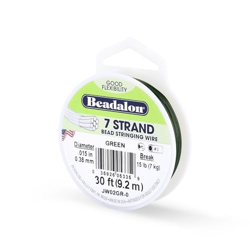 Beadalon 7-Strand Stainless Steel Beading Wire, .015 in / 0.38 mm - Green