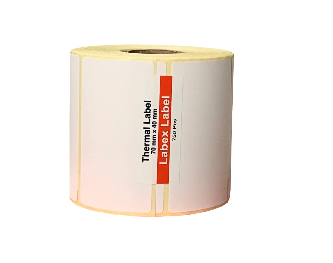 Etykiety termiczne 70x40 mm na rolce – Etykiety Termiczne Magazynowe Opakowanie Zbiorcze – 5 rolek 5000 etykiet – Bez taśmy – TSC Godex kompatybilne – Labex Label