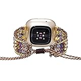TechCode Watch Strap for Fitbit Versa 2, Adjustable Bracelet Handmade Natural Stone Weave Band Repla