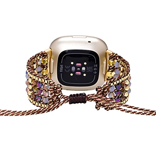 Techcode Watch Strap For Fitbit Versa 2, Adjustable Bracelet Handmade Natural Stone Weave Band Replacement Braided Pearl Loop Strap For Fit Bit Versa/Versa 2/Versa Lite (T01) #TOP15