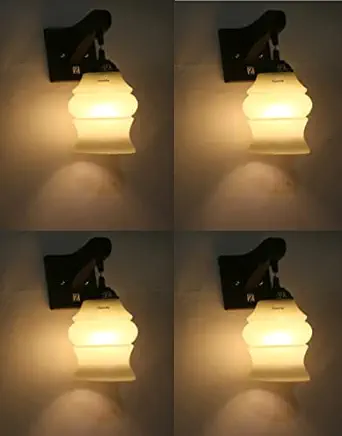 ONECYA ROYAL FANCY Round Wooden Wall Light/Wall Hanging Lamp for Bedroom, Pendant Light Indoor and Outdoor Electric (Pack of 4) Downcya0133