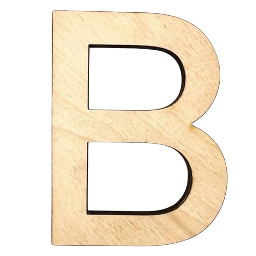 Krafty Supply (Arial) Letters, Unfinished Wooden Letters, Sturdy and Durable, Paintable Birch Craft Alphabet (4in Tall, 1-4in Thick,Letter B)
