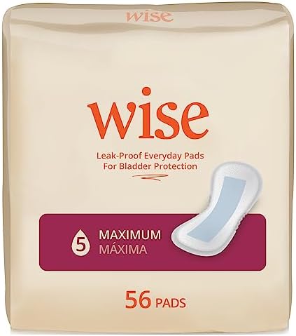 WiseWear Incontinence, Bladder Control & Postpartum Pads for Women, Maximum Absorbency, Long Length, 56 Counts (2 Pack of 28)