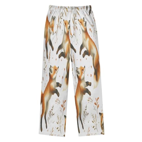 Adorable Foxes in Lovely Pajama Lounge Pants with Pockets Sleepwear Soft Elastic Waist PJ Bottoms 6-14 Years2