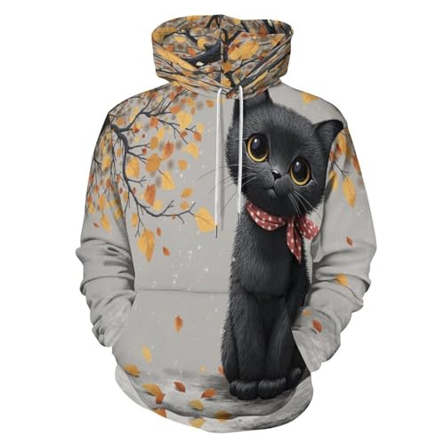 Pull décontracté chat noir vêtement cocooning pour les soirées d'automne