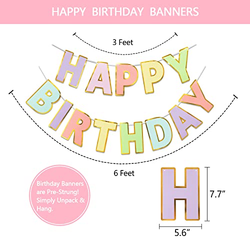 image for LITAUS Macaron Birthday Decorations - Pack of 20 | Happy Birthday Bann