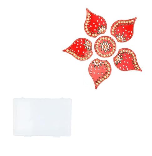 Designer Floor Rangoli Reusable Small Acrylic Rangoli Home Decor Gift for Home Decor Interior Floor Festival Traditional New year Decorations and New Year Return Gifting Ideas (Size:- 7\) (Red)