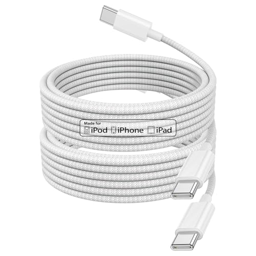 Câble iPhone, Pack de 2 Câble 1m+2m de Chargeur tressé pour iPhone 15 Câble USB C vers C Charge Rapide 60W pour Apple iPhone 15/15 Plus/15 Pro/15 Pro Max,...