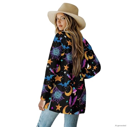 Image of Forchrinse Red Ladybug Cardigan for Women Causal Long Sleeve Open Front Cardigans Sweater Fashion 2024 Fall Coat with Pockets