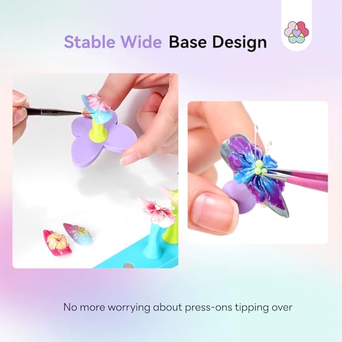 Image of SAVILAND Nail Stand for Press Ons: Cat Eye Magnetic for Nail 3 Set Strong Magnetic Nail Holder for Painting Nails Acrylic Nail Stand 200 Double-Sided Tapes Fake Nail Holder for Practice False Nail DIY