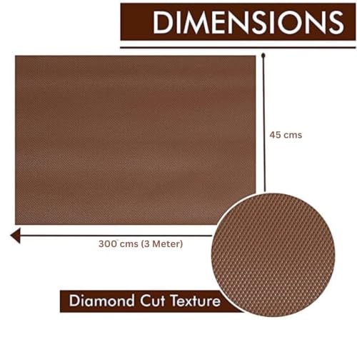 Image of DALUCI Fridge Mats & Drawer Mat Roll 3 Meters (45 cm x 300 cm) | Anti Skid Kitchen Shelf Liner for Fridge, Drawers, Shelves & Wardrobe | Food Grade EVA, Washable, Diamond Pattern, Brown