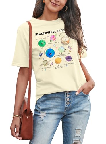 Autism Awareness Shirt Women Neurodiverse Universe Shirts Sped Teacher Tshirt Neurodiversity Short Sleeve Tee Tops2