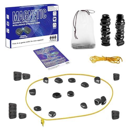 Magnetic Chess game with Stones, Fun Strategy Game for Kids and Adults, Educational Chess and Checkers for Family, Portable and Travel-Friendly, for Christmas and Birthdays