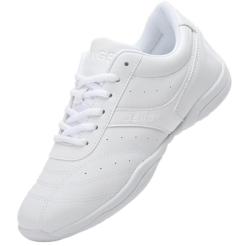 WUIWUIYU Boys Girls White Lace-up School Cheer Shoes Chearleading Dancing Sports Shoe Sneakers
