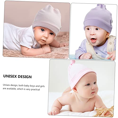 FRCOLOR 3Pcs Newborn Cotton Hats Breathable and Elastic Beanie Caps for Boys for Boy Girl and for Delicate Skin4
