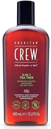 American Crew Shampoo, Conditioner & Body Wash for Men, 3-in-1, Tea Tree Scent, 15.2 Fl Oz