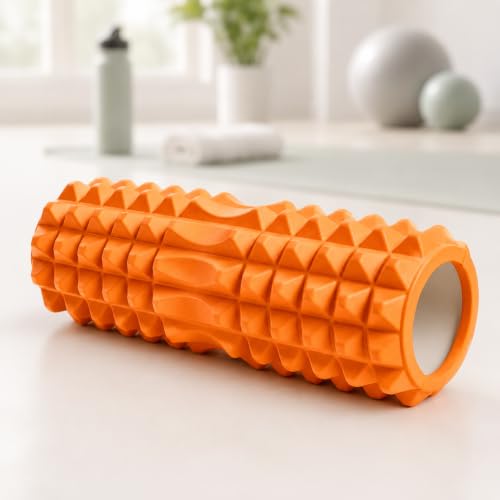 Image of Foam Roller for Exercise & Gym | Deep Tissue Muscle Massage Roller for Back, Neck, Calf & Thigh Pain Relief | Yoga, Stretching, Recovery & Fitness Workout Equipment | 33cm Orange