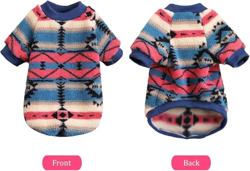 Yoolhamy Hundepullover für Kleine Hunde, Fleece Hunde Pullover, Winter Hundepulli, Ethnische Boho Winterkleidung Weich und warm Pullover Hund Thermische Welpen Dog Sweater (Pink, S)