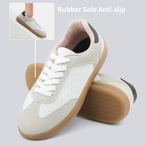 Image of JENN ARDOR Low Top Sneakers for Women Lace-up Fashion Tennis Shoes Casual Slip On Sneaker Padded Non Slip Footwear for Work, Walking, Everyday Wear