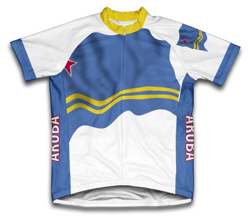 Aruba Flag Short Sleeve Cycling Jersey for Men - Size 2XL