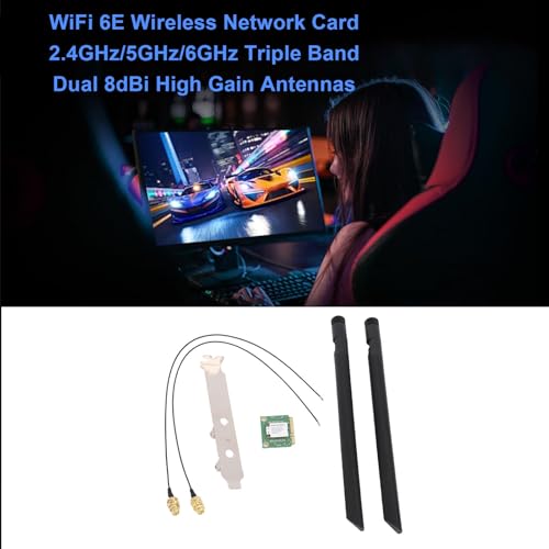 Dpofirs Tarjeta WiFi 6E PCIE, Adaptador de Red Inalámbrico de Triple Banda para Windows 11 10 con OFDMA MU MIMO y Encriptación WPA3 para PC de Escritorio miniatura 7