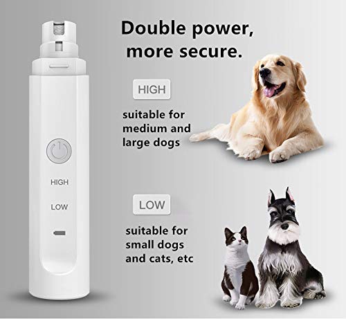 CGOLDENWALL Cortaúñas eléctrico profesional de ajuste de 2 velocidades para mascotas, portátil y recargable, para perros y gatos, pulido de uñas de bajo nivel de ruido, sin dolor, herramientas de