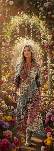 Vestido largo mujer estilo boho casual vintage ropa holgada de lino para diario y playa 5