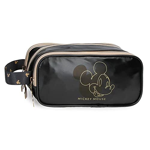 Disney - Estuche Mickey Outline Tres Compartimentos Y Asa Para Colgar Negro En Oferta Disney Mickey Outline Estuche Triple Negro 22X10X9 Cms Poliéster