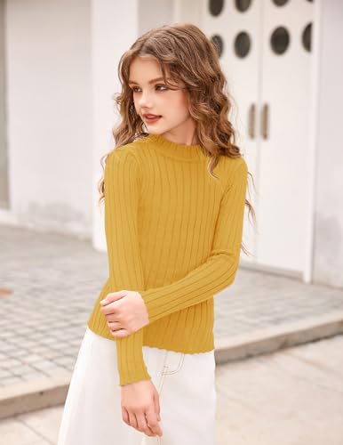 Image of Arshiner Girls Half Turtleneck Long Sleeve Knit Slim Sweater Pullover Tops